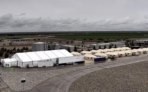 This undated file photo provided by the Administration for Children and Families, a division of the Department of Health and Human Services, shows the shelter used to house unaccompanied migrant children in Tornillo, Texas. For 27 years, federal courts have held special oversight over custody conditions for child migrants. The Biden administration wants a judge to partially lift those powers on Friday, June 21, 2024 (Administration for Children and Families via AP, File)