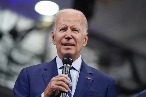 President Joe Biden speaks about gun violence and his crime prevention plans at Wilkes University, Tuesday, Aug. 30, 2022, in Wilkes-Barre, Pa.  On Friday, Sept. 2, The Associated Press reported on stories circulating online incorrectly claiming Biden has officially filed for reelection with the Federal Election Commission.(AP Photo/Evan Vucci)
