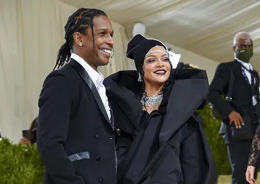 A$AP Rocky, left, and Rihanna attend The Metropolitan Museum of Art's Costume Institute benefit gala celebrating the opening of the "In America: A Lexicon of Fashion" exhibition in New York on Sept. 13, 2021. (Photo by Evan Agostini/Invision/AP, File)