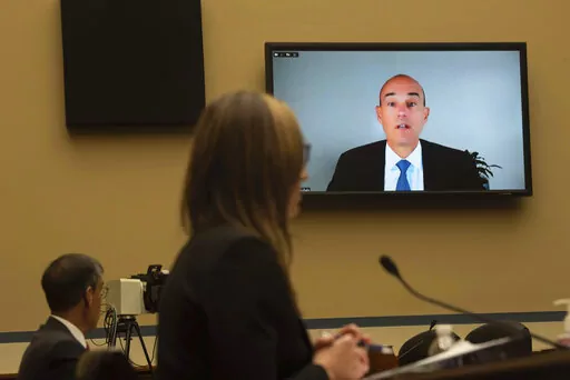 Bob Sterfels, Global Managing Partner, McKinsey & Company, testifies remotely at a House Oversight and Reform committee hearing on Wednesday, April 27, 2022, in Washington. (AP Photo/Kevin Wolf)