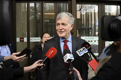 Steve Johnson, the brother of Scott Johnson, speaks to media outside the New South Wales Supreme Court in Sydney, Tuesday, June 6, 2023. Scott Phillip White, the man who admitted killing American mathematician Scott Johnson by punching him from a cliff top at a gay meeting place in Sydney in 1988, deserves no leniency and should face the longest time in jail, Steve Johnson said. (Dan Himbrechts/AAP Image via AP)