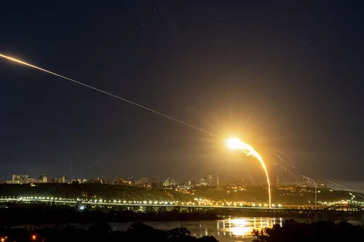 Ukrainian air defense intercepts a Shahed drone mid-air in the third Russia aerial attack on the capital in the last 24 hours in Kyiv, Ukraine, on May 30, 2023. When Russia invaded Ukraine in February 2022, Ukraine’s military was largely reliant on Soviet-era weaponry. While that arsenal helped Ukraine fend off an assault on the capital of Kyiv and prevent a total rout in the early weeks of the war, billions of dollars in military assistance has , since poured into the country, including more 