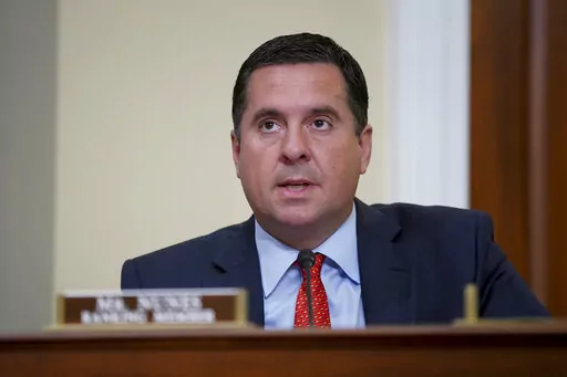 U.S. Rep. Devin Nunes, R-Calif., speaks during a House Intelligence Committee hearing on Capitol Hill in Washington, Thursday, April 15, 2021. Voters in California's sprawling farm belt are filling a congressional seat left vacant after Nunes resigned to lead former President Donald Trump's media company. (Al Drago/Pool Photo via AP, File)