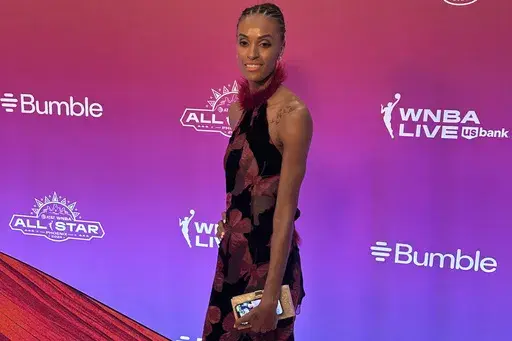 Connecticut Suns' DeWanna Bonner arrives for a WNBA All-Star event, Thursday, July 18, 2024, in Phoenix. (AP Photo/John Marshall)