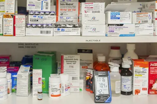 Temperature and humidity are monitored in a medicine cabinet at a medical center in California on Wednesday, May 29, 2024. Extreme heat can raise the danger of heat-related illnesses and threaten health in a more subtle way — by amplifying the side effects of many common medications. Hot weather, too, can damage medicines such as insulin that require refrigeration. Inhalers can explode. Epinephrine injectors such as EpiPens can malfunction. Meds delivered in the mail can deteriorate. (AP Photo