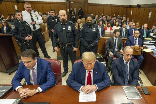 Former President Donald Trump appears at Manhattan criminal court before his trial in New York, May 16, 2024. Testimony in the hush money trial of Donald Trump is set to conclude in the coming days, putting the landmark case on track for jury deliberations that will determine whether it ends in a mistrial, an acquittal, or the first-ever felony conviction of a former American president. (Steven Hirsch/Pool Photo via AP, File)