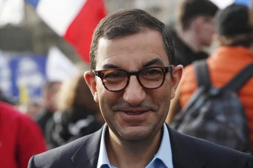 Jean Messiha, head of the Apollon Institute, takes part to a demonstration on Feb. 20, 2021, in Paris. Messiha, a French far-right figure behind a divisive, and hugely successful, crowdfunding campaign for the family of a police officer jailed in the killing of a 17-year-old that triggered riots around France announced on Tuesday, July 4, 2023, that he’s closing the account which topped more than 1.5 million euros ($1.63 million). (AP Photo/Francois Mori, File)