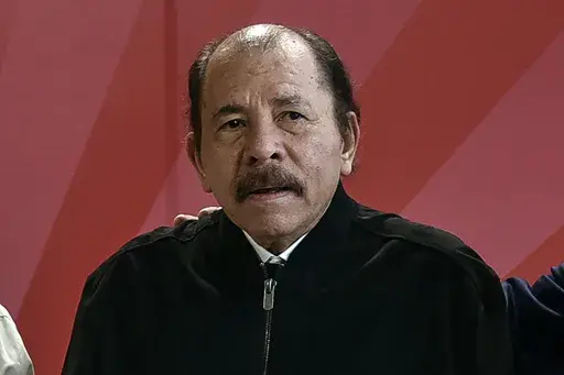Nicaragua's President Daniel Ortega poses for a photo during the ALBA Summit at the Palace of the Revolution in Havana, Cuba, Dec. 14, 2021. (Adalberto Roque, Pool Photo via AP, File)