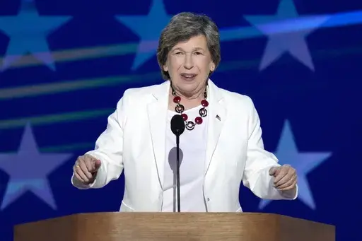 Randi Weingarten, president of the American Federation of Teachers, speaks during the Democratic National Convention Aug. 22, 2024, in Chicago. (AP Photo/J. Scott Applewhite, File)