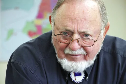 In this June 28, 2019, file photo, U.S. Rep. Don Young answers a reporter's question after filing paperwork for re-election at the Alaska Division of Elections in Anchorage, Alaska. Young, the longest-serving member of Alaska’s congressional delegation, died Friday, March 18, 2022. He was 88. (AP Photo/Mark Thiessen, File)