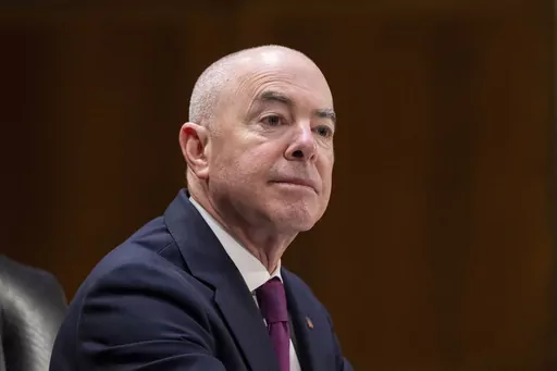 Homeland Security Secretary Alejandro Mayorkas testifies on Capitol Hill, Nov. 8, 2023, in Washington. (AP Photo/Alex Brandon, File)