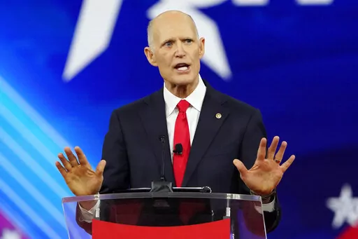 Sen. Rick Scott, R-Fla., speaks at the Conservative Political Action Conference (CPAC) on Feb. 26, 2022, in Orlando, Fla. (AP Photo/John Raoux, File)