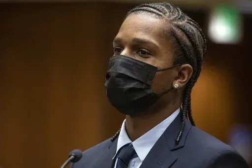 Rapper A$AP Rocky appears in a Los Angeles Superior courtroom on Aug. 17, 2022, where he pleaded not guilty to two felony counts of assault with a semiautomatic firearm. (Irfan Khan/Los Angeles Times via AP, Pool, File)