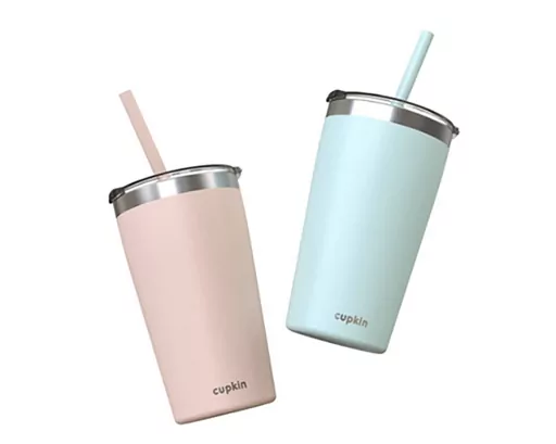 This photo provided by the U.S. Consumer Product Safety Commission shows CUPKIN Double-Walled Stainless Steel Children’s Cups. More than 345,000 children's cups are being recalled due to lead levels that exceed the federal content ban, the U.S. Consumer Product Safety Commission said Thursday, July 20, 2023. Soojimus is recalling 8-ounce and 12-ounce models of its Cupkin Double-Walled Stainless Steel Children’s Cups — sold in various colors on Amazon and the Cupkin website from 2018 throug