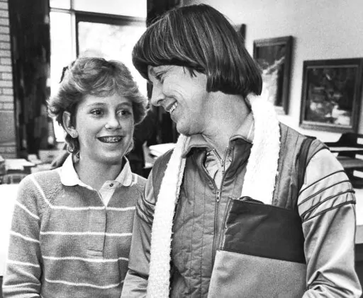 Kristin Preble, 13, and her mother Carol, get ready to leave the Ingomar Middle School in Franklin Park, Pa., Jan. 21, 1984. Kristin brought a briefcase with classified government documents to school as a show-and-tell project for her class. Her dad had found them in his Cleveland hotel room several years earlier and taken them home as a souvenir. Marked "Classified, Confidential, Executive" and "Property of the United States Government," the material from the Carter White House ended up in the 