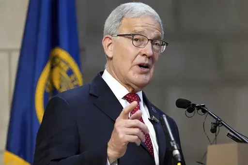 Nebraska Secretary of State Bob Evnen holds a news conference in Lincoln, Neb., Nov. 4, 2020, to discuss the results of the 2020 election. AP Photo/Nati Harnik, File)