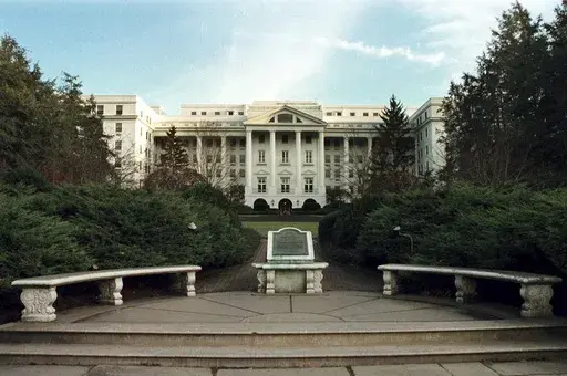 The Greenbrier Hotel, a five-star resort in White Sulphur Springs, W.Va., is seen on Nov. 30, 1998. (AP Photo/Jon C. Hancock, File)