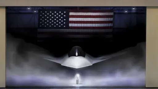 This graphical rendering provided by the U.S. Air Force shows the Next Generation Air Dominance (NGAD) Platform, the F-47. On Friday, March 21, 2025, President Donald Trump announced that the Air Force had selected Boeing to produce the next generation fighter jet. (U.S. Air Force via AP)