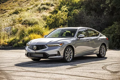 This photo provided by Honda shows the 2023 Acura Integra, a compact sedan that revives a nameplate last seen in the early 2000s. (Chris Tedesco/Courtesy of American Honda Motor Co. via AP)