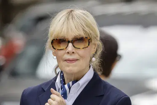 E. Jean Carroll exits the New York Federal Court after former President Donald Trump appeared in court, Sept. 6, 2024, in New York. (AP Photo/Eduardo Munoz Alvarez, File)