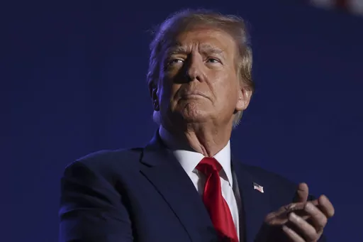 Former President Donald Trump speaks at a campaign rally, Saturday, Dec. 16, 2023, in Durham, N.H. The Colorado Supreme Court on Tuesday, Dec. 19, declared Trump ineligible for the White House under the U.S. Constitution’s insurrection clause and removed him from the state’s presidential primary ballot, setting up a likely showdown in the nation’s highest court to decide whether the front-runner for the GOP nomination can remain in the race. (AP Photo/Reba Saldanha, File)