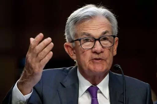 Federal Reserve Chairman Jerome Powell testifies during a Senate Banking Committee hearing on Capitol Hill in Washington, Tuesday, March 7, 2023. (AP Photo/Andrew Harnik)