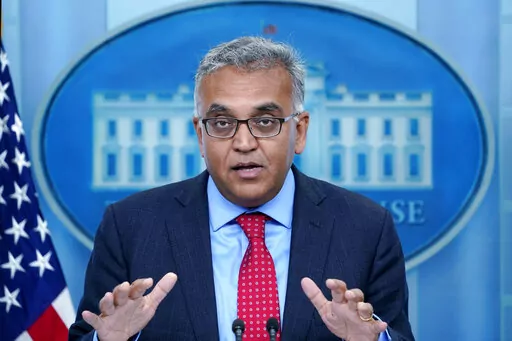 White House COVID-19 Response Coordinator Dr. Ashish Jha speaks during the daily briefing at the White House in Washington, April 26, 2022. Speaking to the Associated Press, Jha said Americans' immune protection from the virus is waning and the virus is adapting to be more contagious, and that booster doses for most people will be necessary — with the potential for enhanced protection from a new generation of shots.  (AP Photo/Susan Walsh, file)