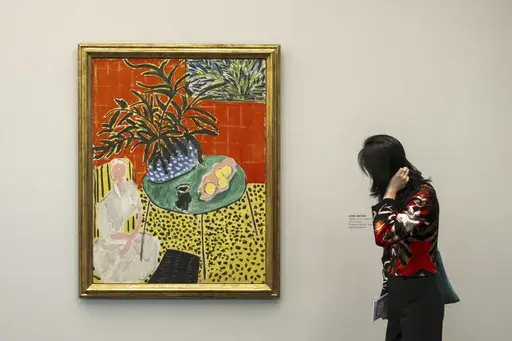 The artwork Interieur a La Fougere Noire (1948) by French artist Henri Matisse is on display at the international art show Art Basel, in Basel, Switzerland, Tuesday, June 11, 2024. (Georgios Kefalas/Keystone via AP)