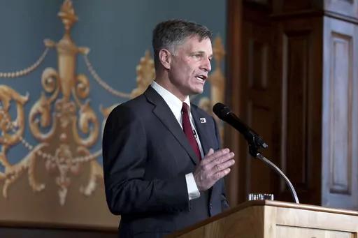 Wyoming Gov. Mark Gordon gives the State of the State address to the Wyoming Legislature on March 2, 2021, inside the state Capitol in Cheyenne, Wy. Late Friday, March 17, 2023, Gordon signed a bill prohibiting abortion pills in the state and also allowed a separate measure restricting abortion to become law without his signature. (Michael Cummo/The Wyoming Tribune Eagle via AP, File)