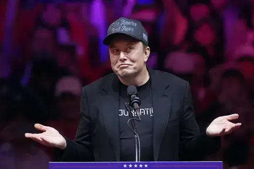 Elon Musk speaks at a campaign rally, Oct. 27, 2024, in New York. (AP Photo/Evan Vucci, File)