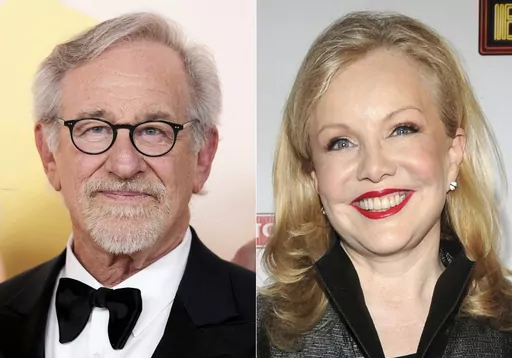 Steven Spielberg appears at the Oscars in Los Angeles on March 12, 2023, left, and Susan Stroman appears at the after party for the opening night of "Bullets Over Broadway" in New York on April 10, 2014. Spielberg and Stroman will produce the glitzy, fictional Broadway musical about the life of Marilyn Monroe that formed the heart of the TV show “Smash." (AP Photo)
