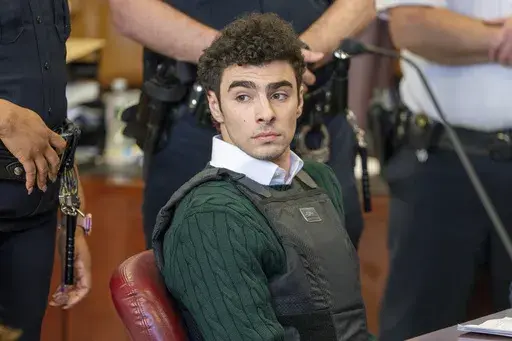 Luigi Mangione , accused of fatally shooting the UnitedHealthcare CEO Brian Thompson in New York City and leading authorities on a five-day search is scheduled, appears in court for a hearing, Feb. 21, 2025, in New York. (Steven Hirsch/New York Post via AP, Pool, File)