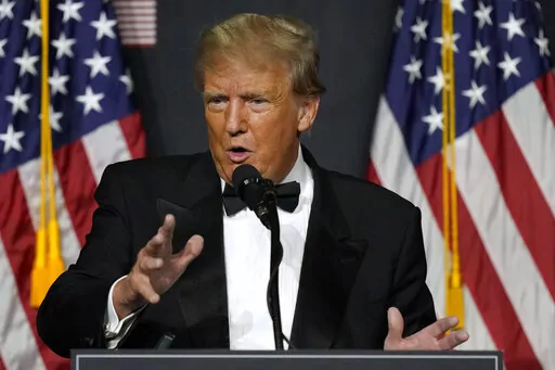Former President Donald Trump speaks at Mar-a-Lago Friday, Nov. 18, 2022 in Palm Beach, Fla. The Supreme Court has cleared the way for the handover of former President Donald Trump's tax returns to a congressional committee after a three-year legal fight. The Democratic-controlled House Ways and Means Committee had asked for six years of tax returns for Trump and some of his businesses, from 2015 to 2020. The court's order on Nov. 22 leaves no legal obstacle in the way. (AP Photo/Rebecca Blackwe