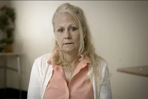 In a image taken from May 1, 2024 video, provided by Hard Working Movies, Pamela Smart makes a statement at Bedford Hills Correctional Facility in Bedford Hills, N.Y. Smart, who is serving life in prison for plotting with her teenage student to have her husband killed in 1990, accepted full responsibility for his death for the first time in a videotaped statement released Tuesday, June 11, 2024, as part of her latest sentence reduction request. (Hard Working Movies via AP)