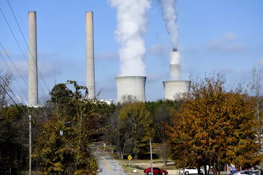 Plant Bowen, commonly known as Bowen Steam Plant, is a Coal power station, operating, Monday, Dec. 14, 2020, in Euharlee, Ga. The Georgia Public Service Commission approved a deal on Tuesday, April 16, 2024 that allows the company to contract for or build additional generation capacity. (AP Photo/Mike Stewart, File)