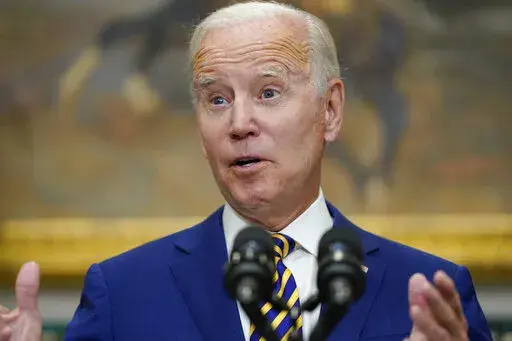 President Joe Biden speaks about student loan debt forgiveness in the Roosevelt Room of the White House, Aug. 24, 2022, in Washington.  A small business advocacy group has filed a new lawsuit seeking to block the Biden administration’s efforts to forgive student loan debt for tens of millions of Americans.  (AP Photo/Evan Vucci, File)