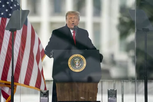 President Donald Trump speaks during a rally protesting the electoral college certification of Joe Biden as President in Washington, Jan. 6, 2021. Former President Donald Trump is appealing a ruling that found he is not immune from criminal prosecution over his efforts to overturn the 2020 election. That's according to court papers filed Thursday. (AP Photo/Evan Vucci, File)