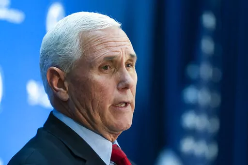 Former Vice President Mike Pence speaks about abortion ahead of oral arguments in Dobbs v. Jackson Women's Health Organization, at the National Press Club in Washington, Tuesday, Nov. 30, 2021.  On Friday, Feb. 4, 2022, The Associated Press reported on stories circulating online incorrectly claiming Pence “did have the right to change the outcome” of the 2020 election but chose not to use it. (AP Photo/Manuel Balce Ceneta, File)