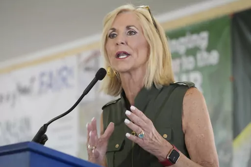 Mississippi Republican Attorney General Lynn Fitch addresses the crowd at the Neshoba County Fair in Philadelphia, Miss., July 26, 2023. Three 2022 Mississippi police shootings were justified, the state Attorney General's Office said Tuesday, Oct. 31. (AP Photo/Rogelio V. Solis, File)