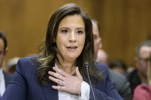 Rep. Elise Stefanik, R-N.Y., testifies during a Senate Committee on Foreign Relations hearing on her pending confirmation to be the United Nations Ambassador, on Capitol Hill, Jan. 21, 2025, in Washington. (AP Photo/Rod Lamkey, Jr., File)