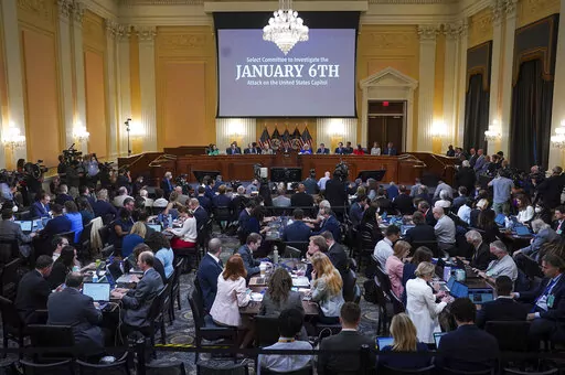 The House select committee investigating the Jan. 6 attack on the U.S. Capitol holds its first public hearing to reveal the findings of a year-long investigation, on Capitol Hill in Washington, Thursday, June 9, 2022.  (Jabin Botsford//The Washington Post via AP, Pool)