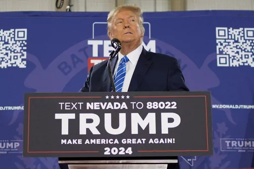 Republican presidential candidate former President Donald Trump speaks at a campaign event Jan. 27, 2024, in Las Vegas. When Trump left the White House three years ago, he was a pariah — a one-term president whose refusal to accept his reelection defeat culminated in an insurrection at the U.S. Capitol. But he is now on the cusp of a stunning turnaround, poised to recapture his party's nomination in record speed despite four criminal cases totaling 91 felony charges, as well as a civil fraud t