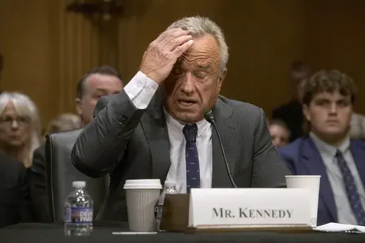 Robert F. Kennedy, Jr., President Donald Trump's nominee to serve as Secretary of Health and Human Services, testifies during a Senate Committee on Health, Education, Labor and Pensions hearing for his pending confirmation on Capitol Hill, Thursday, Jan. 30, 2025, in Washington. (AP Photo/Rod Lamkey, Jr.)