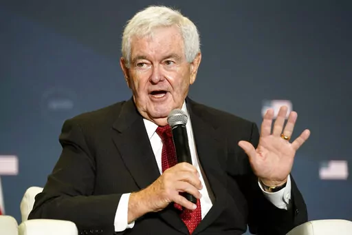 Former House Speaker Newt Gingrich speaks before former President Donald Trump at an America First Policy Institute agenda summit at the Marriott Marquis in Washington, July 26, 2022. The House panel investigating the Jan. 6 insurrection is seeking information from Gingrich about his communications with senior advisors to former President Donald Trump in the days leading up to the 2021 attack on the Capitol. (AP Photo/Andrew Harnik, File)