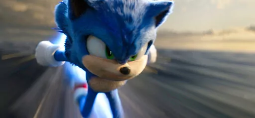 This image released by Paramount Pictures shows Sonic, voiced by Ben Schwartz, in "Sonic the Hedgehog 2." (Paramount Pictures via AP)