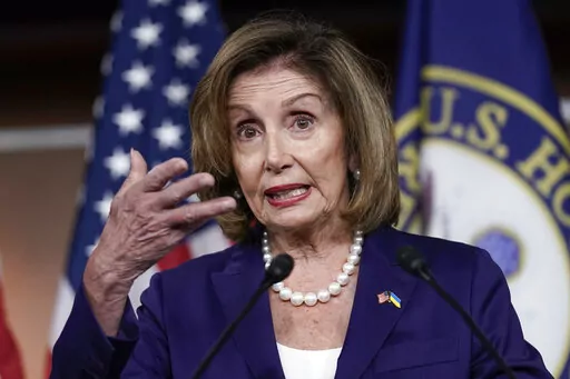 Speaker of the House Nancy Pelosi, D-Calif., speaks at a news conference as Democrats push to bring the assault weapons ban bill to the floor for a vote, at the Capitol in Washington, Friday, July 29, 2022.  On Friday, Aug. 5, The Associated Press reported on stories circulating online incorrectly claiming  a congressional bill to ban certain semi-automatic weapons would “turn 150 million Americans into felons overnight.”(AP Photo/J. Scott Applewhite)