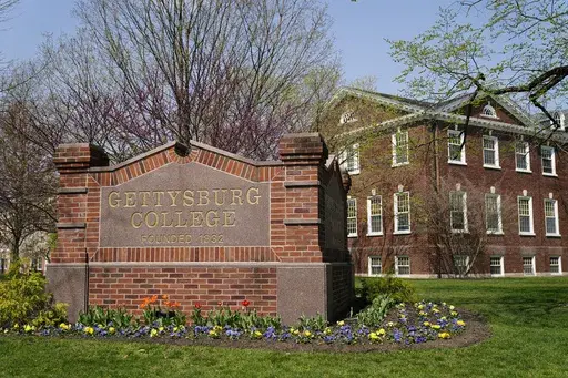 Gettysburg College campus is seen on April 7, 2021, in Gettysburg, Pa. (AP Photo/Matt Rourke, File)
