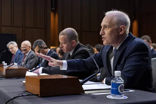 Matt Olsen, Assistant Attorney General of the National Security Division of the Department of Justice, right, testifies with, from far left, Chris Fonzone, General Counsel at the Office of the Director of National Intelligence, George Barnes, Deputy Director of the National Security Agency (NSA), David Cohen, Deputy Director of the Central Intelligence Agency (CIA), and Paul Abbate, Deputy Director of the Federal Bureau of Investigation (FBI), during a Senate Judiciary Oversight Committee hearin