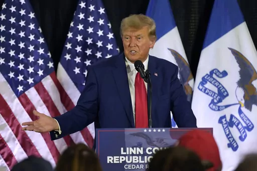 Former President Donald Trump speaks to campaign volunteers at the Elks Lodge, July 18, 2023, in Cedar Rapids, Iowa. A target letter sent to Donald Trump suggests that a sprawling Justice Department investigation into efforts to overturn the 2020 elections is zeroing in on him. (AP Photo/Charlie Neibergall, File)