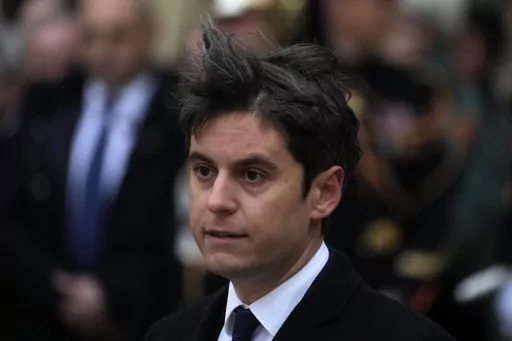 Newly appointed French prime minister Gabriel Attal speaks after the handover ceremony, Tuesday, Jan. 9, 2024 in Paris. Gabriel Attal was named as France's youngest-ever prime minister, as President Emmanuel Macron seeks a fresh start for the rest of his term amid growing political pressure from the far right. (AP Photo/Thibault Camus)